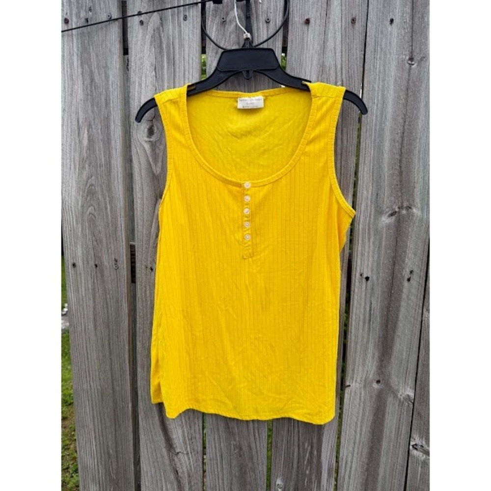 Ribbed Henley Summer Bobbie Brooks Tank Top Womens Medium Yellow